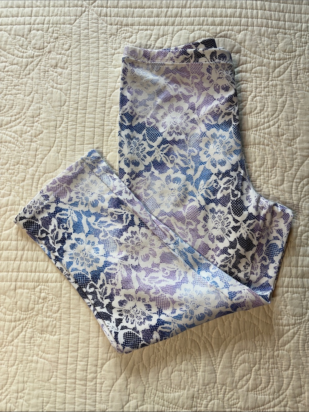 Faded Glory Purple & Blue Floral Lace-Print Girls Leggings